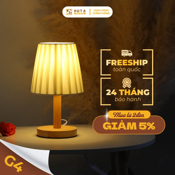 Đèn Ngủ Để Bàn HUTA Light For Life G4 Trang Trí Vintage, Điều Chỉnh Ánh Sáng Vàng