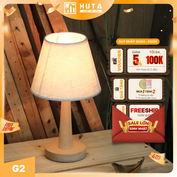 Đèn Ngủ Để Bàn HUTA Light For Life G2 Điều Chỉnh Độ Sáng, Ánh Sáng Vàng, Bảo Hành 24 Tháng