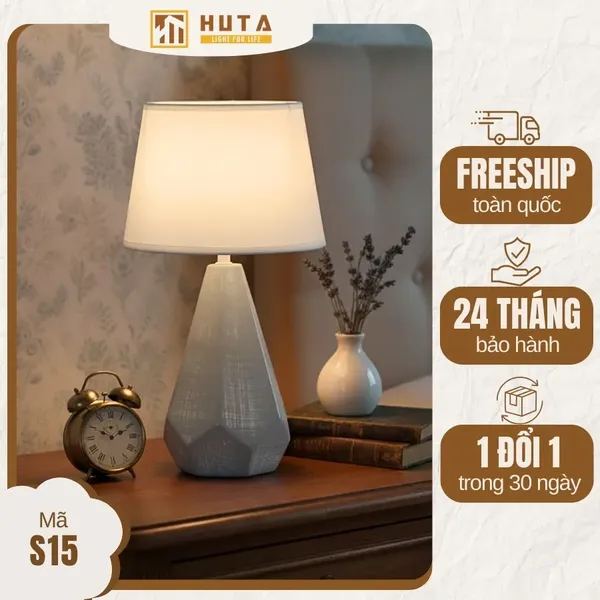 Đèn Ngủ Để Bàn HUTA Light For Life S15 Sang Trọng Trang Trí Phòng Ngủ, Điều Chỉnh Độ Sáng