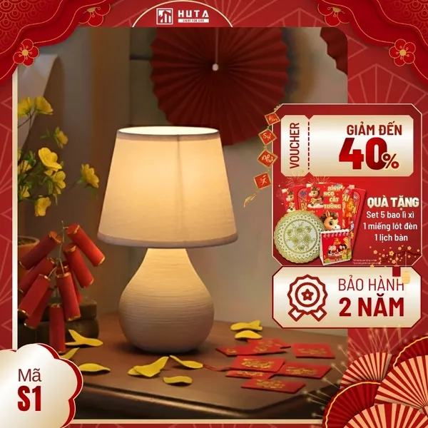 Đèn Ngủ Để Bàn HUTA Light For Life S1 Điều Chỉnh Độ Sáng, Ánh Sáng Vàng, Bảo Hành 24 Tháng