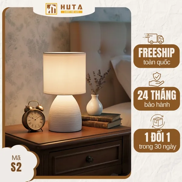 Đèn Ngủ Để Bàn HUTA Light For Life S2 Decor Phòng Ngủ, Điều Chỉnh Độ Sáng, Ánh Sáng Vàng  