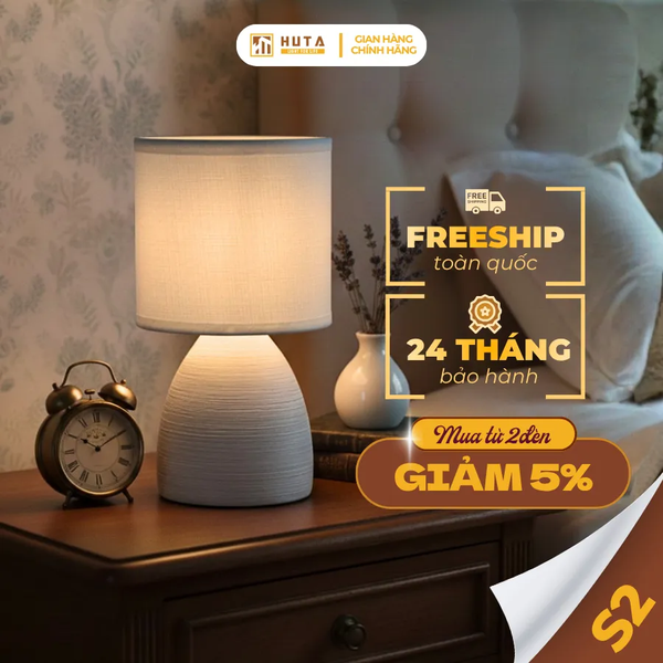 Đèn Ngủ Để Bàn HUTA Light For Life S2 Decor Phòng Ngủ, Điều Chỉnh Độ Sáng, Ánh Sáng Vàng  