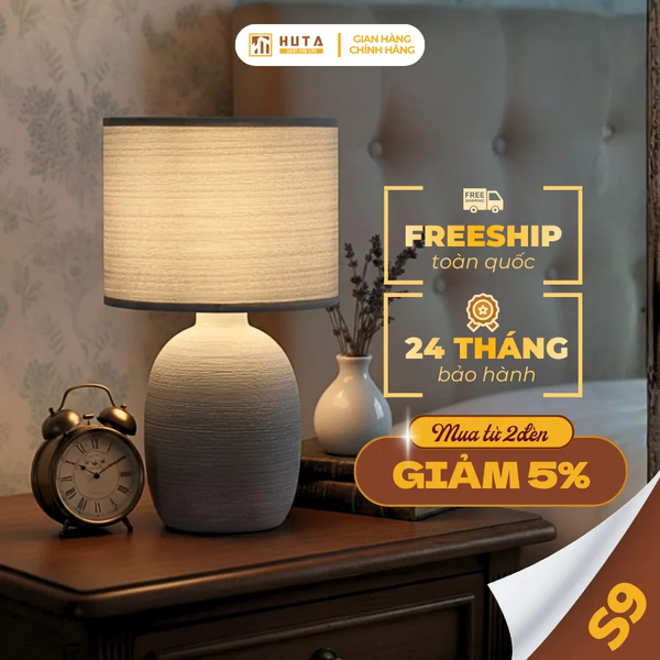 Đèn Ngủ Để Bàn Xếp Ly HUTA Light For Life S9, Điều Chỉnh Độ Sáng, Decor Phòng Ngủ