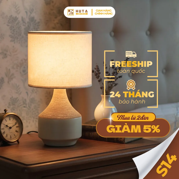 Đèn Ngủ Để Bàn HUTA Light For Life S14 Ánh Sáng Vàng, Điều Chỉnh Độ Sáng, Bảo Hành 24 Tháng