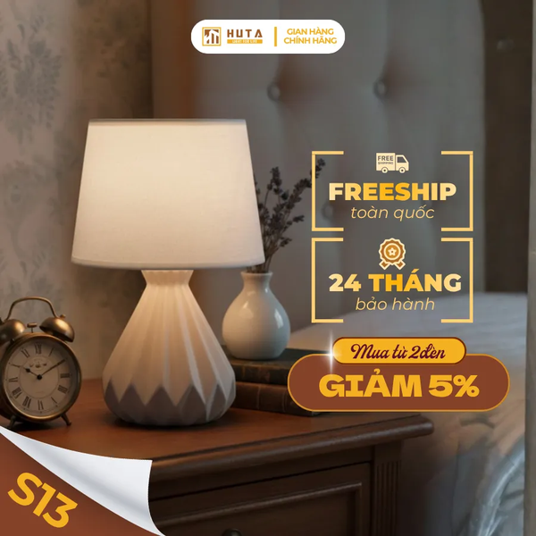 Đèn Ngủ Để Bàn HUTA Light For Life S13 Điều Chỉnh Độ Sáng, Ánh Sáng Vàng, Bảo Hành 24 Tháng