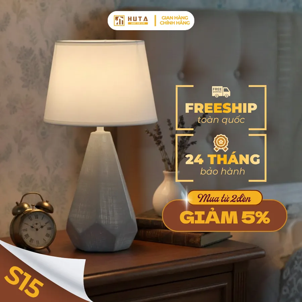 Đèn Ngủ Để Bàn HUTA Light For Life S15 Sang Trọng Trang Trí Phòng Ngủ, Điều Chỉnh Độ Sáng