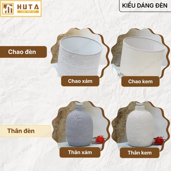 Đèn Ngủ Để Bàn Xếp Ly HUTA Light For Life S9, Điều Chỉnh Độ Sáng, Decor Phòng Ngủ