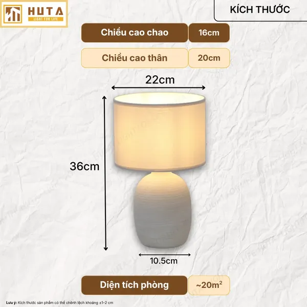 Đèn Ngủ Để Bàn Xếp Ly HUTA Light For Life S9, Điều Chỉnh Độ Sáng, Decor Phòng Ngủ