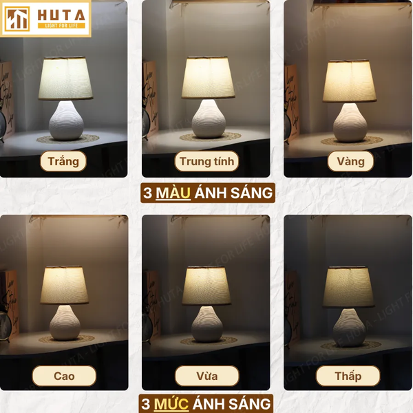 [COMBO 2] Đèn Ngủ Để Bàn HUTA Light For Life S1 Điều Chỉnh Độ Sáng, Ánh Sáng Vàng, Bảo Hành 24 Tháng
