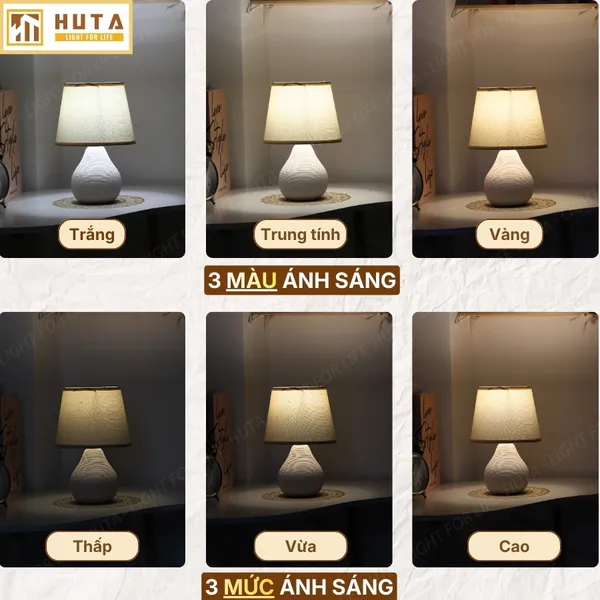 Đèn Ngủ Để Bàn HUTA Light For Life S1 Điều Chỉnh Độ Sáng, Ánh Sáng Vàng, Bảo Hành 24 Tháng