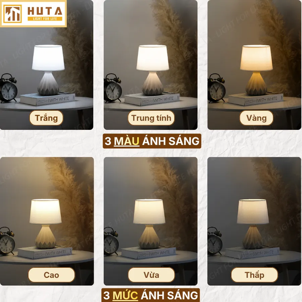 [COMBO 2] Đèn Ngủ Để Bàn HUTA Light For Life S13 Điều Chỉnh Độ Sáng, Ánh Sáng Vàng