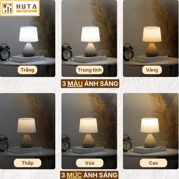 Đèn Ngủ Để Bàn HUTA Light For Life S13 Điều Chỉnh Độ Sáng, Ánh Sáng Vàng, Bảo Hành 24 Tháng