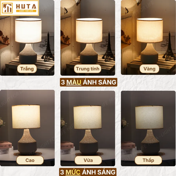 Đèn Ngủ Để Bàn HUTA Light For Life S14 Ánh Sáng Vàng, Điều Chỉnh Độ Sáng, Bảo Hành 24 Tháng
