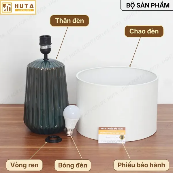 Đèn Ngủ Để Bàn HUTA Light For Life S17  Gốm Sứ Cao Cấp, Điều Chỉnh Độ Sáng, Ánh Sáng Vàng