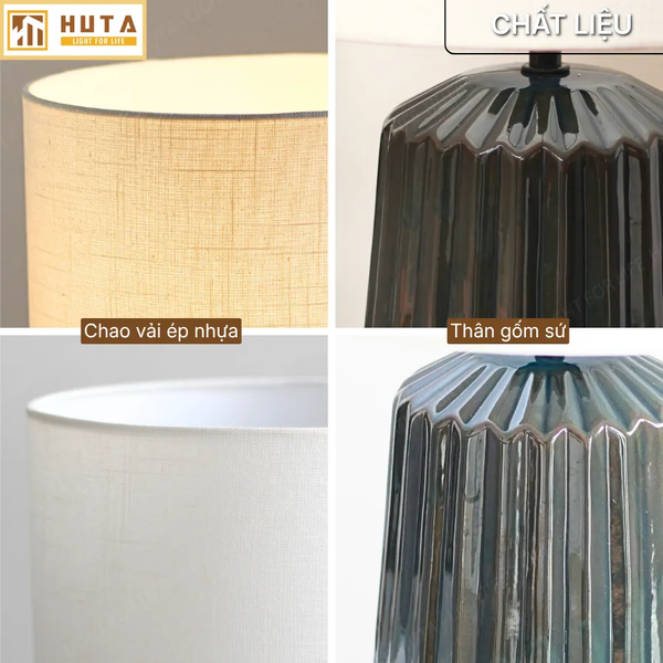 Đèn Ngủ Để Bàn HUTA Light For Life S17  Gốm Sứ Cao Cấp, Điều Chỉnh Độ Sáng, Ánh Sáng Vàng