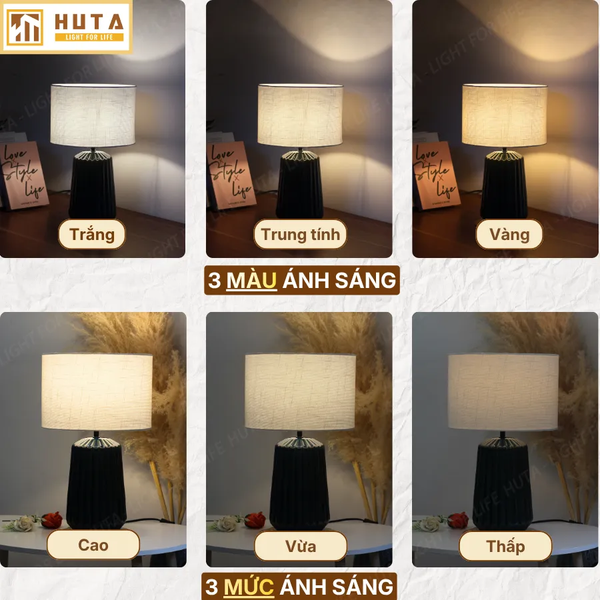 [COMBO 2] Đèn Ngủ Để Bàn S17 & Đèn In 3D Mặt Trang MT2 HUTA Light For Life Gốm Sứ Cao Cấp, Điều Chỉnh Độ Sáng