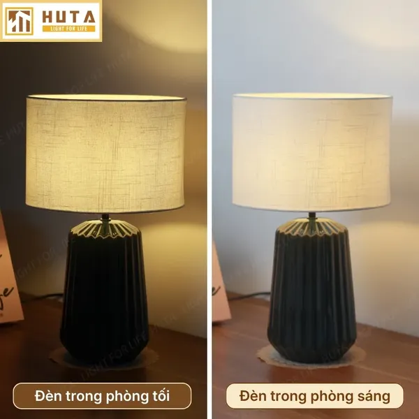 Đèn Ngủ Để Bàn HUTA Light For Life S17  Gốm Sứ Cao Cấp, Điều Chỉnh Độ Sáng, Ánh Sáng Vàng