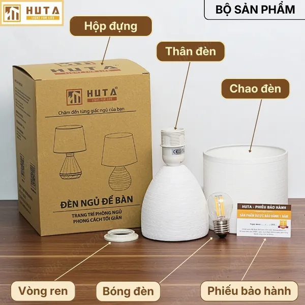 Đèn Ngủ Để Bàn HUTA Light For Life S2 Decor Phòng Ngủ, Điều Chỉnh Độ Sáng, Ánh Sáng Vàng  