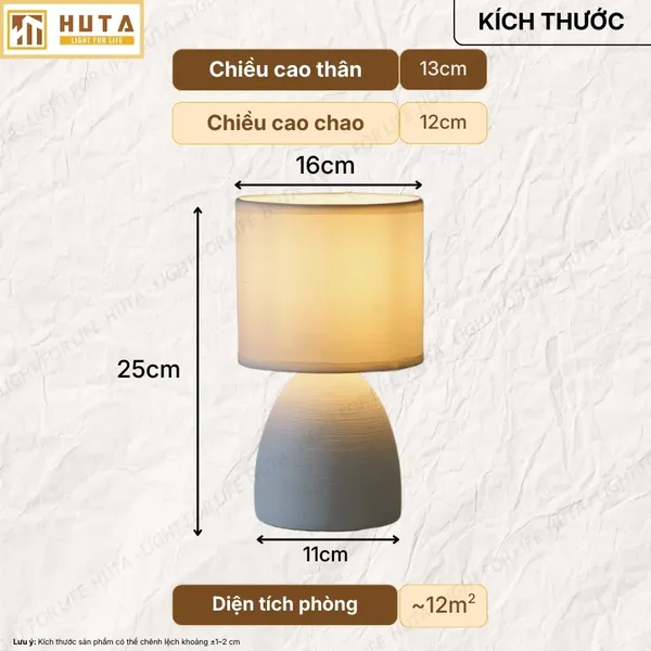 Đèn Ngủ Để Bàn HUTA Light For Life S2 Decor Phòng Ngủ, Điều Chỉnh Độ Sáng, Ánh Sáng Vàng  