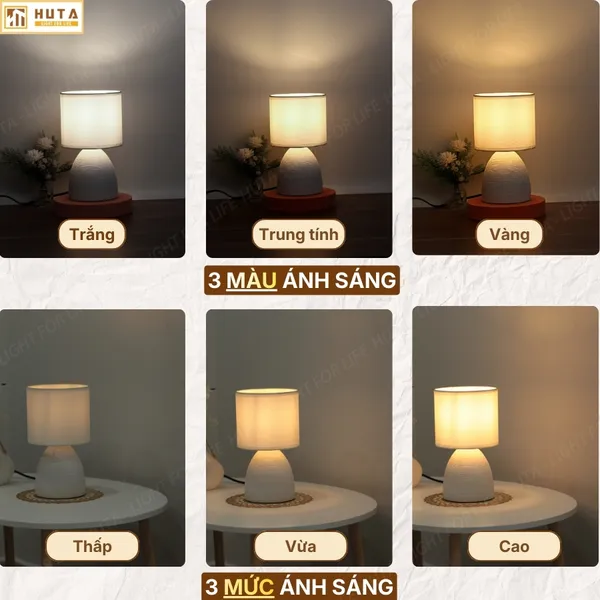 Đèn Ngủ Để Bàn HUTA Light For Life S2 Decor Phòng Ngủ, Điều Chỉnh Độ Sáng, Ánh Sáng Vàng  