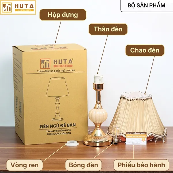 Đèn Ngủ Để Bàn HUTA Light For Life CD1 Điều Chỉnh Độ Sáng, Bóng Led Sáng Vàng Tiết Kiệm Điện Năng