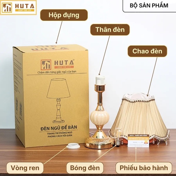 Đèn Ngủ Để Bàn HUTA Light For Life CD1 Điều Chỉnh Độ Sáng, Bóng Led Sáng Vàng Tiết Kiệm Điện Năng