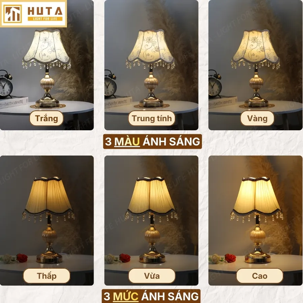 Đèn Ngủ Để Bàn HUTA Light For Life CD1 Điều Chỉnh Độ Sáng, Bóng Led Sáng Vàng Tiết Kiệm Điện Năng