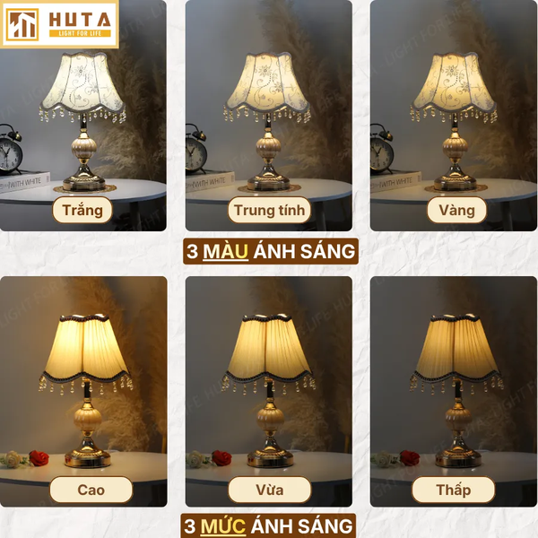 Đèn Ngủ Để Bàn HUTA Light For Life CD1 Điều Chỉnh Độ Sáng, Bóng Led Sáng Vàng Tiết Kiệm Điện Năng