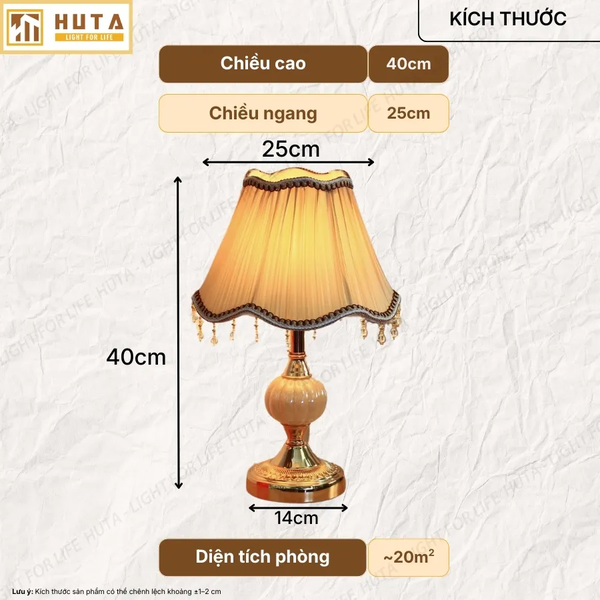 Đèn Ngủ Để Bàn HUTA Light For Life CD1 Điều Chỉnh Độ Sáng, Bóng Led Sáng Vàng Tiết Kiệm Điện Năng