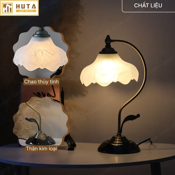 Đèn Ngủ Để Bàn HUTA Light For Life CD2 Trang Trí Phong Cách Cổ Điển, Điều Chỉnh 3 Mức Sáng