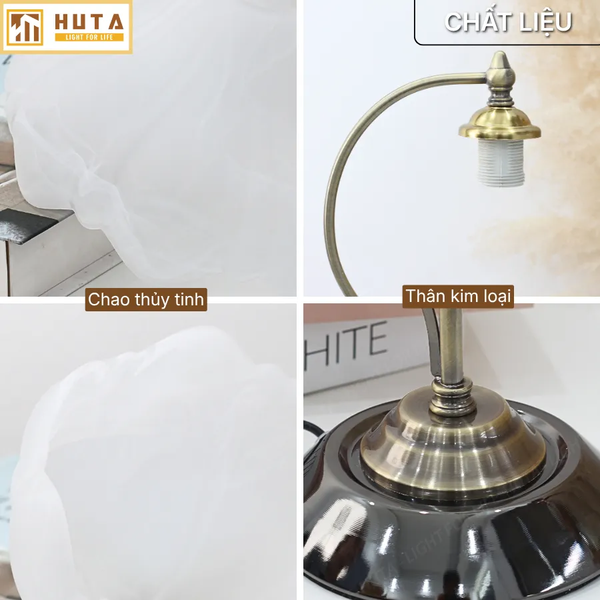 Đèn Ngủ Để Bàn HUTA Light For Life CD2 Trang Trí Phong Cách Cổ Điển, Điều Chỉnh 3 Mức Sáng
