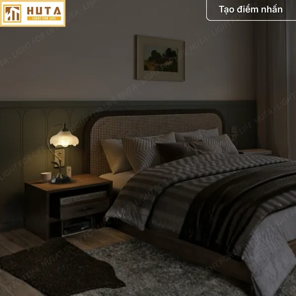 Đèn Ngủ Để Bàn HUTA Light For Life CD2 Trang Trí Phong Cách Cổ Điển, Điều Chỉnh 3 Mức Sáng