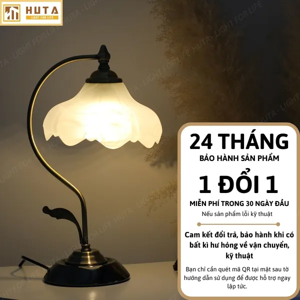 Đèn Ngủ Để Bàn HUTA Light For Life CD2 Trang Trí Phong Cách Cổ Điển, Điều Chỉnh 3 Mức Sáng