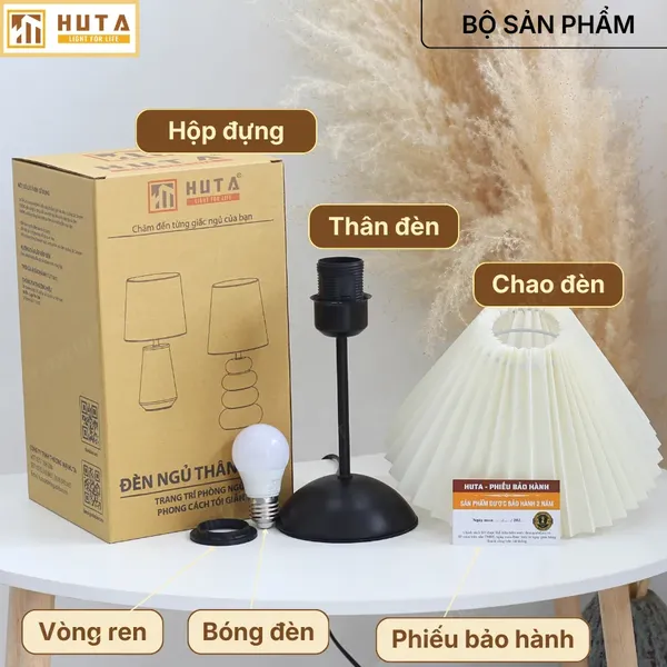 Đèn Ngủ Để Bàn HUTA Light For Life T13 Trang Trí Phong Cách Hàn Quốc, Điều Chỉnh 3 Mức Sáng