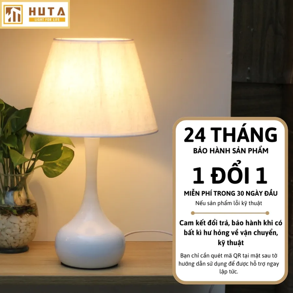 Đèn Ngủ Để Bàn Thép HUTA T3 Ánh Sáng Vàng, Điều Chỉnh Độ Sáng, Bảo Hành 24 Tháng  