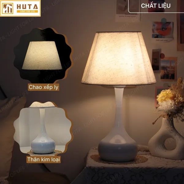 Đèn Ngủ Để Bàn Thép HUTA T3 Ánh Sáng Vàng, Điều Chỉnh Độ Sáng, Bảo Hành 24 Tháng  