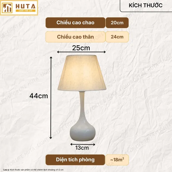 Đèn Ngủ Để Bàn Thép HUTA T3 Ánh Sáng Vàng, Điều Chỉnh Độ Sáng, Bảo Hành 24 Tháng  