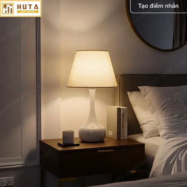 Đèn Ngủ Để Bàn Thép HUTA T3 Ánh Sáng Vàng, Điều Chỉnh Độ Sáng, Bảo Hành 24 Tháng  