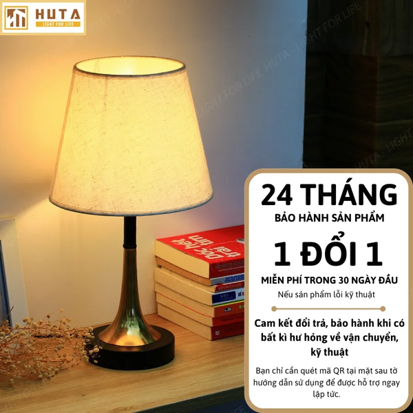 Đèn Ngủ Để bàn HUTA Light For Life T5 Sang Trọng Điều Chỉnh Độ Sáng, Bóng Led Sáng Vàng  