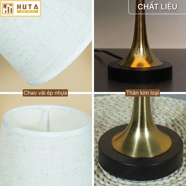 Đèn Ngủ Để bàn HUTA Light For Life T5 Sang Trọng Điều Chỉnh Độ Sáng, Bóng Led Sáng Vàng  