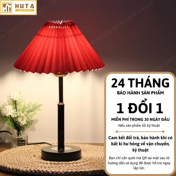 Đèn Ngủ Để Bàn Xếp Ly HUTA Light For Life T9 Kiểu Dáng Châu Âu, Điều Chỉnh Độ Sáng Decor Phòng Ngủ
