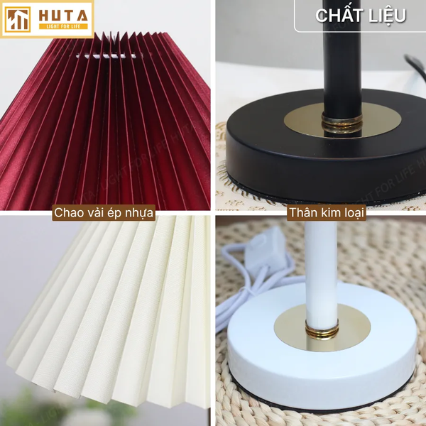 Đèn Ngủ Để Bàn Xếp Ly HUTA Light For Life T9 Kiểu Dáng Châu Âu, Điều Chỉnh Độ Sáng Decor Phòng Ngủ