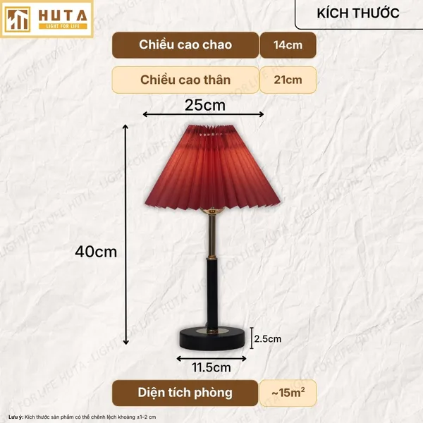 Đèn Ngủ Để Bàn Xếp Ly HUTA Light For Life T9 Kiểu Dáng Châu Âu, Điều Chỉnh Độ Sáng Decor Phòng Ngủ