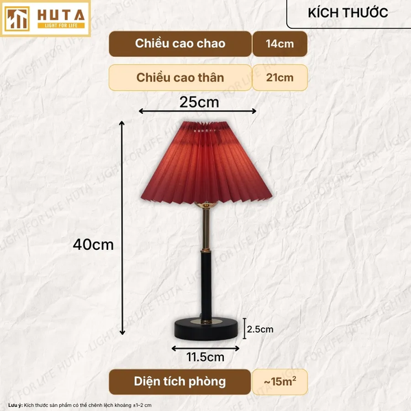 Đèn Ngủ Để Bàn Xếp Ly HUTA Light For Life T9 Kiểu Dáng Châu Âu, Điều Chỉnh Độ Sáng Decor Phòng Ngủ