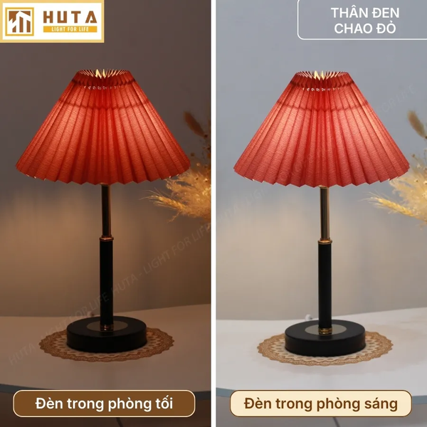Đèn Ngủ Để Bàn Xếp Ly HUTA Light For Life T9 Kiểu Dáng Châu Âu, Điều Chỉnh Độ Sáng Decor Phòng Ngủ