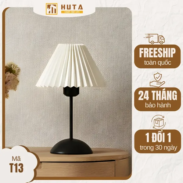 Đèn Ngủ Để Bàn HUTA Light For Life T13 Trang Trí Phong Cách Hàn Quốc, Điều Chỉnh 3 Mức Sáng