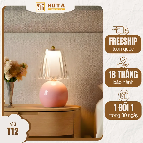Đèn Ngủ Để Bàn HUTA Light For Life T12 Điều Chỉnh Độ Sáng, Ánh Sáng Vàng, Phong Cách Tối Giản