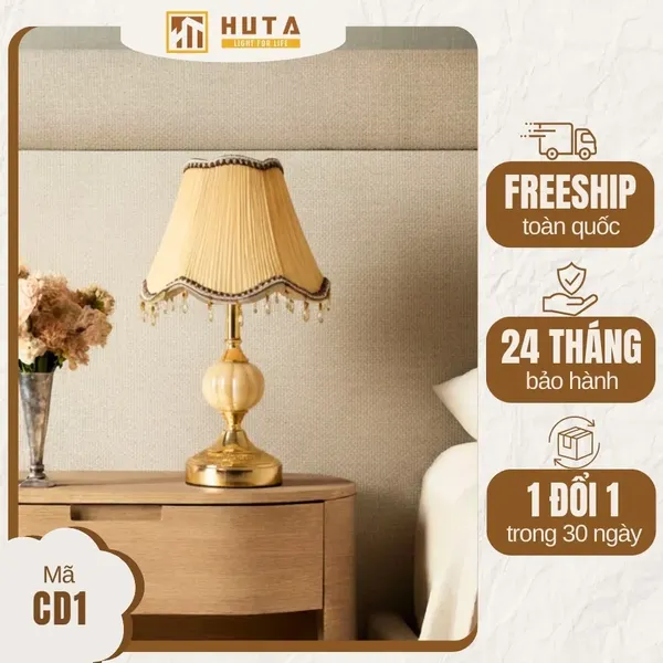 Đèn Ngủ Để Bàn HUTA Light For Life CD1 Điều Chỉnh Độ Sáng, Bóng Led Sáng Vàng Tiết Kiệm Điện Năng