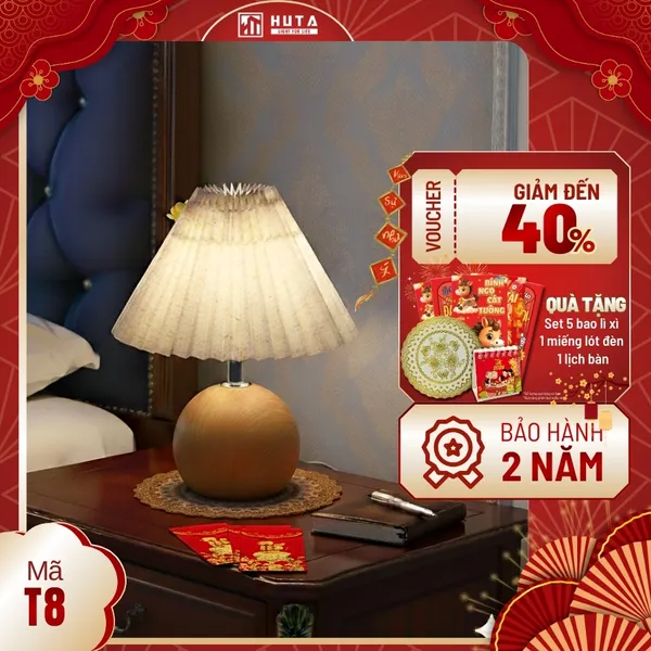 Đèn Ngủ Để Bàn HUTA Light For Life T8 Điều Chỉnh Độ Sáng, Ánh Sáng Vàng, Bảo Hành 24 Tháng