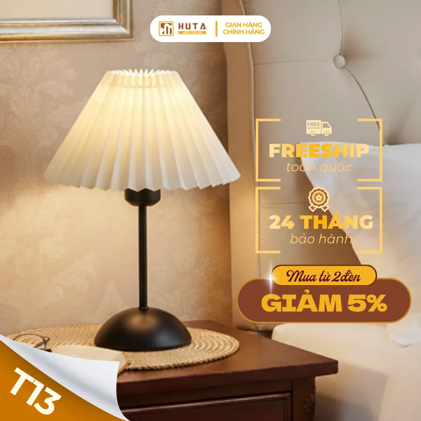 Đèn Ngủ Để Bàn HUTA Light For Life T13 Trang Trí Phong Cách Hàn Quốc, Điều Chỉnh 3 Mức Sáng